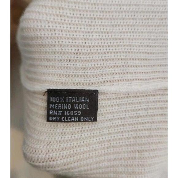 J. McLAUGHLIN Natural Italian Merino Wool Ribbed Ruffle Sleeve Sweater Womens S - Picture 7 of 7